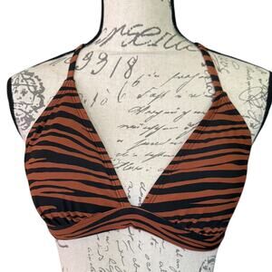 Kona Sol Black & Brown Bikini Swimsuit Top Size Small 4/6